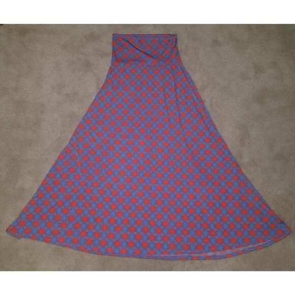 LuLaRoe Maxi Skirt Long Full-Length Size XS Blue Coral Geometric Pattern - Picture 5 of 6